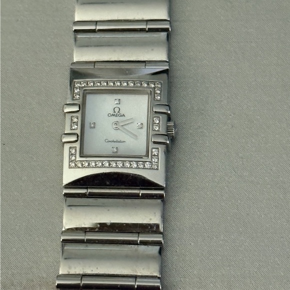 Omega Jewelry - Omega Silver Timepiece with Diamond Details